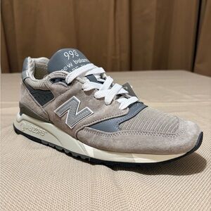 New Balance 998 Gray and Tan Sneakers